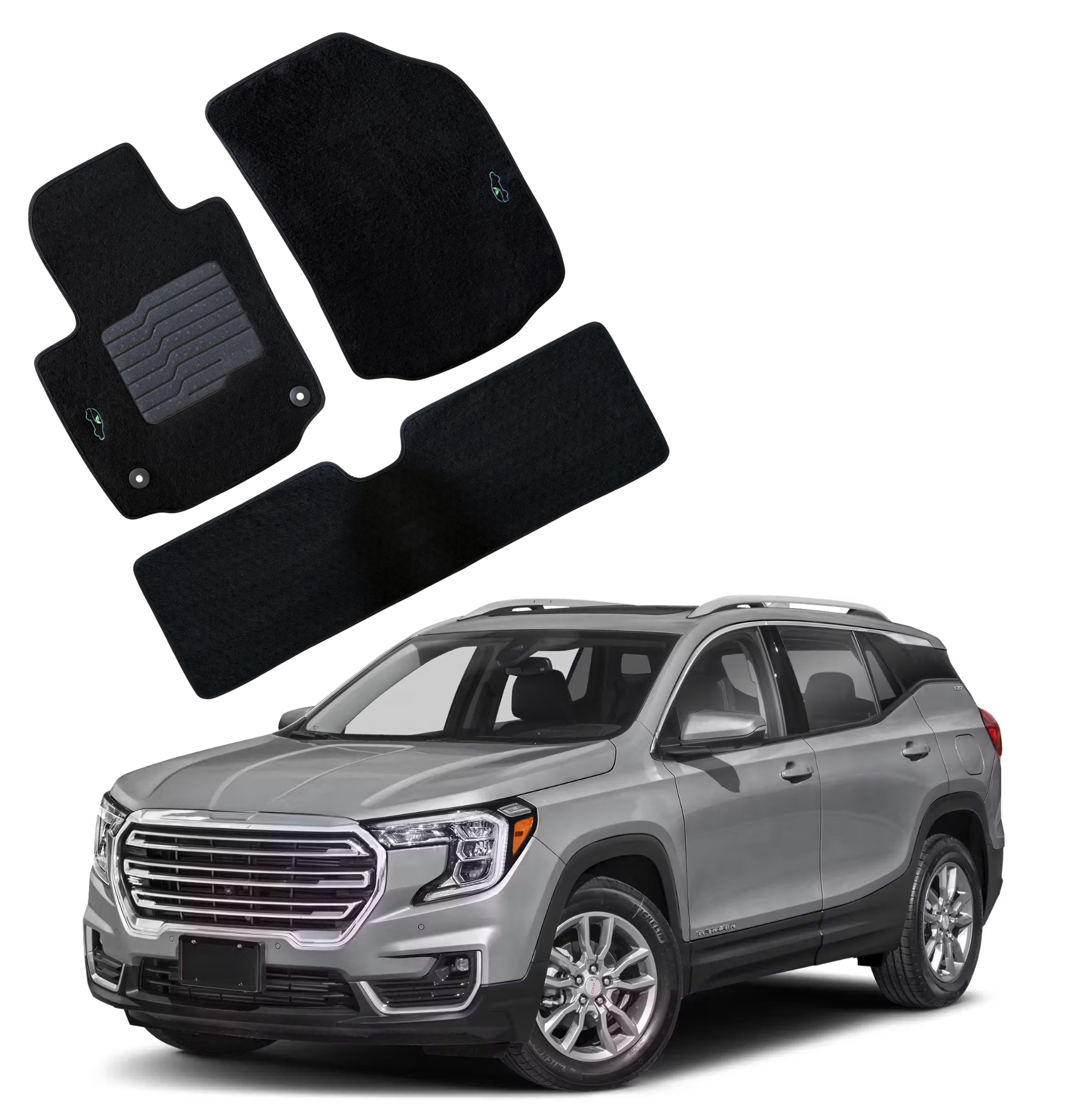 Carpet Floor Mats Custom Fit for 2018 to 2024 Chevrolet Equinox / GMC Terrain with Anti Slip Heel Pad and Safety Locks - Front and Rear - ecoMats