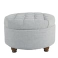 thumbnail image 2 of HomePop Grand Pouf de Rangement Rond Capitonné à Gros Boutons, Bleu Pâle, 2 of 8