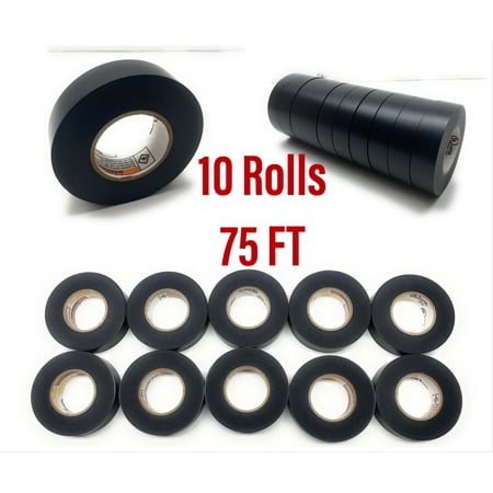 

10 Rolls 75FT Heavy Duty Electrical Black Tape 3/4” In Industrial Grade FREE SHIPPING