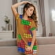 thumbnail image 3 of Disketp Colorful Building Blocks A para Camisón Corto de Manga Corta para Mujeres, Camisón Cómodo con Escote Redondo, Bonito y Confortable, 3 of 6