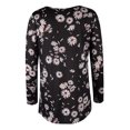 thumbnail image 4 of Loose Fit Blusa Cuello Redondo Manga Larga Imprimir Mujeres Casual Top Botón Mujeres Casual Top Negro XXL, 4 of 6