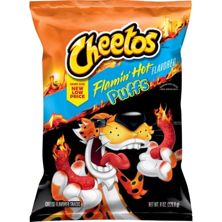 Cheetos Puffs Flamin' Hot Cheese Flavored Snacks, 8 oz (Packaging may vary)