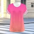 thumbnail image 5 of JSheng Womens T-Shirts Plus Size To 5XL Oversized Loose V-neck Short Sleeved Gradient Color Summer Casual T-shirt Z-Hot Pink XXXL, 5 of 5