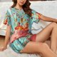thumbnail image 4 of Balery Floating Colorful Cereal Conjunto de Pijama para Mujer con Estampado, Dos Piezas de Manga Corta y Shorts, Ropa de Dormir Suave con Cuello Redondo y Bolsillos-XX-Large, 4 of 6