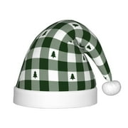 Coaee Green White Christmas Tree Lumberjack Plaid for Christmas Hat for Kids Santa Hat Christmas Party Favors for Kids