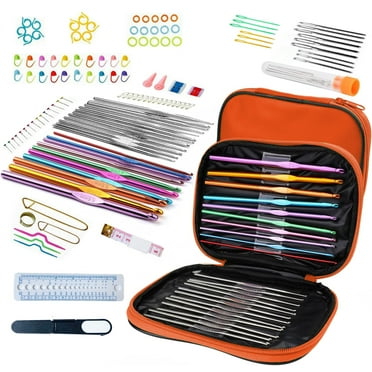 MRSXXNTY  127 Pcs Crochet Needles Set, Crochet Hooks Kit with Storage Case, Ergonomic Knitting Needles Stitch Marker DIY Hand Knitting Craft Art Tools for Beginners
