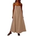 thumbnail image 2 of Women Holiday Dresses Ndbuld Ladies' Casual And Fashionable Solid Color Sleeveless Camisole Dress Khaki S, 2 of 6