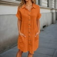 thumbnail image 2 of Xmyrz Summer Dresses For Women 2025 Button Down Shirt Dress Short Sleeve Comfy Versatile Tunic Midi Dress Casual Dresses, 2 of 6
