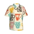 thumbnail image 2 of Bixox Men's Hawaiian Shirts Men's Vintage Cup Print Short-Sleeve Shirt-Large, 2 of 8