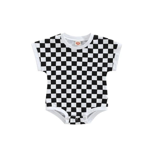 Faithtur Bébé Unisexe Casual Romper, à Carreaux Imprimé Manches Courtes Col Rond Triangle Body