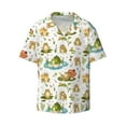 thumbnail image 2 of Lsque Cute Frog print Men's Cuban Collar Short Sleeve Shirt Summer Beachwear Casual Button Down Fashionable Vacation Leisure Shirt-Medium, 2 of 7