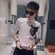 thumbnail image 4 of Camisa de hombre con estampado Camisas estampadas para hombre Gráfico Blanco Media manga Estilo coreano Botones Diseñador Xxl Nuevo en Aesthetic SI, 4 of 5