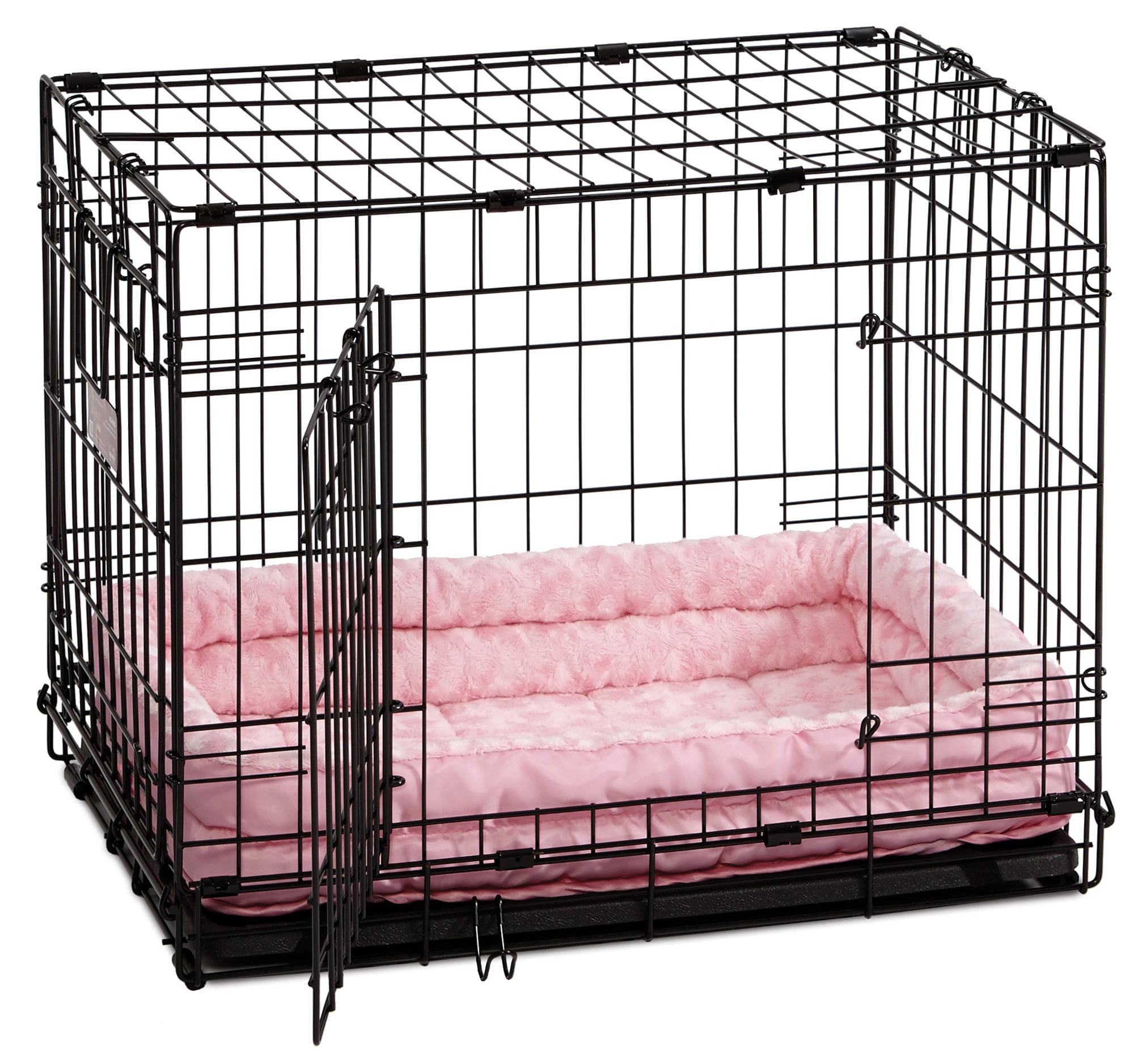Midwest Homes for Pets QuietTime Double Bolster Dog Bed & Crate Mat Pink, 36 Inch