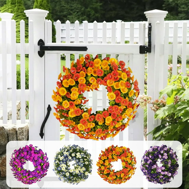 Oefntac Door Wreath Spring Door Wreath Winter Artificial Greenery Wall Hanging Holiday Decor Indoor Outdoor Front Fireplace Realistic Frosted Berry PVC Festive