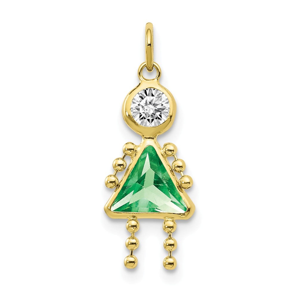 10K Yellow Gold May Girl Synthetic Birthstone Charm Pendant MSRP $75 10K Yellow Gold May Girl Synthetic Birthstone Charm Pendant MSRP $75