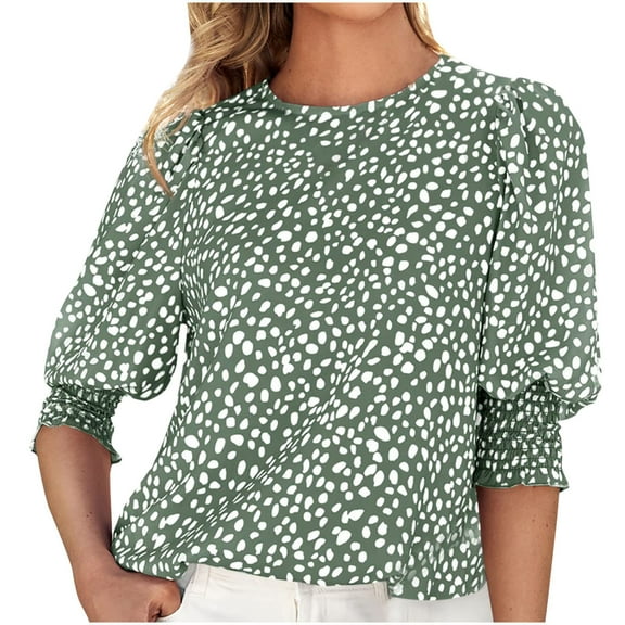 IROINNID Womens Oversize Loose Top Comfy Printed Round Neck Loose Chiffon Top Under $10