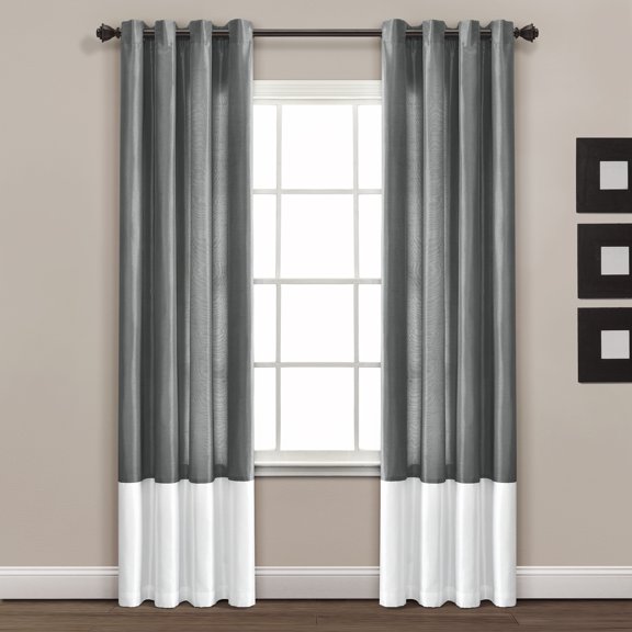 Lush Decor Prima 84" x 54" Stripe White 100% Polyester Metal Grommets Pair Window Panel