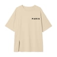 thumbnail image 2 of Girls Long Split Hem Short Sleeve T-Shirt Paris Letter Graphic Tee For Teen Toddler Kids 3-16 Years Daily School Wear, 2 of 4
