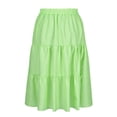 thumbnail image 5 of FAHXNVB Women's Gingham Skirt Summer Casual High Waist Tiered Plaid A-Line Midi Skirts Swing Ruffle Plaid Skirts,XL,Green, 5 of 7