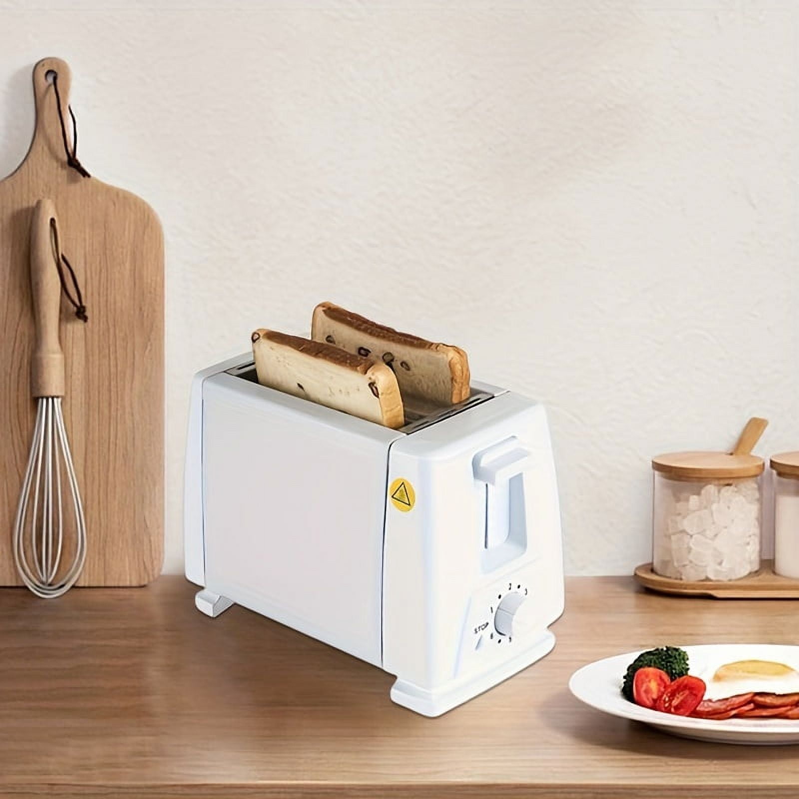 OHHSUN Toaster 2 Slice with Auto Shut Off & Reheat Function - 6 Browning Settings, Countertop Kitchen Essentials for Bagel Muffins Toast Pastry Waffles Grain Sweet Bread, 750W - White