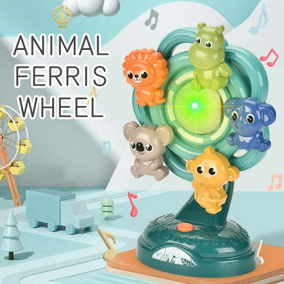 AMERTEER Animal Ferris Wheel Spinning Wheel Toy with Music and Light Spin and Learn Ferris Wheel Spin and Discover Wheel Early Education Toys for Toddlers Infants from 6 Months+