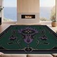 thumbnail image 2 of Design&I 2'x3' Washable Samll Area Rug Purple Emerald Mystic Starburst Design Intricate Celestial with Floral Accents for Entryway, Indoor, Ultra-Thin & Non-Slip Skid-Resistant, 2 of 7