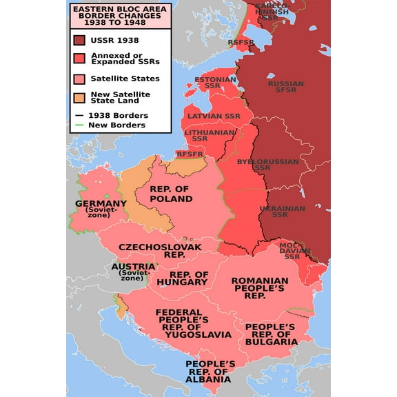 24x36 gallery poster, Post-war border changes in Central Europe and creation of the Communist Eastern Bloc