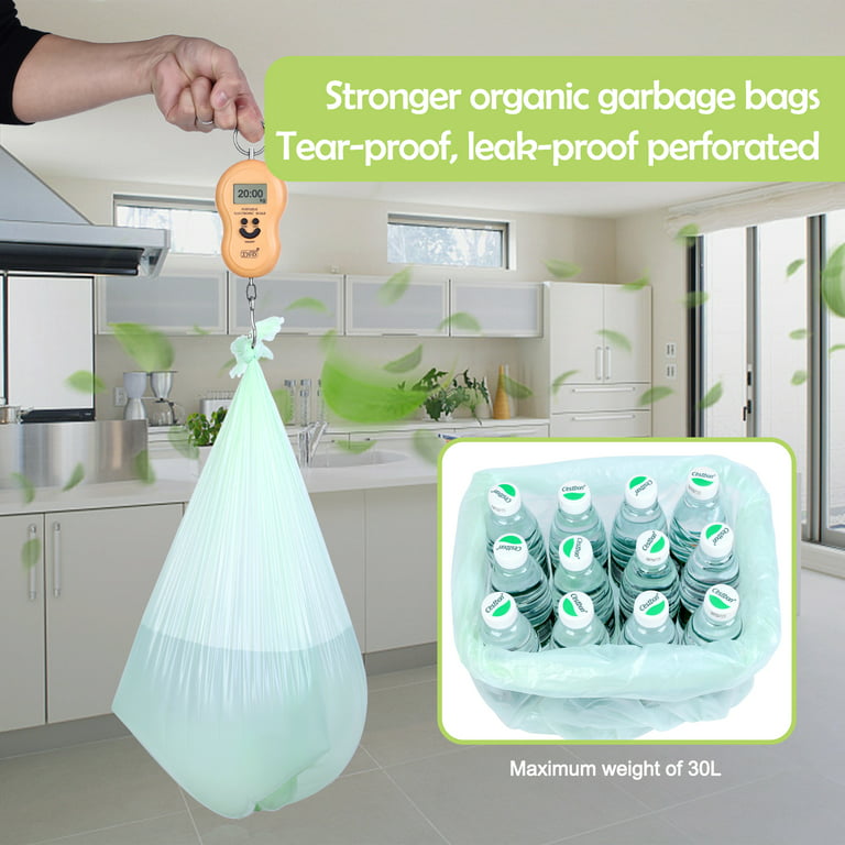 Toplive Trash Bag ,8 Gallon 60 Count Garbage Bag Biodegradable Compostable  1.5 Mil Thickness Trash Bags Wastebasket Bin Liners for Home Bathroom  Bedroom Kitchen Office Trash Can(3 Rolls) 
