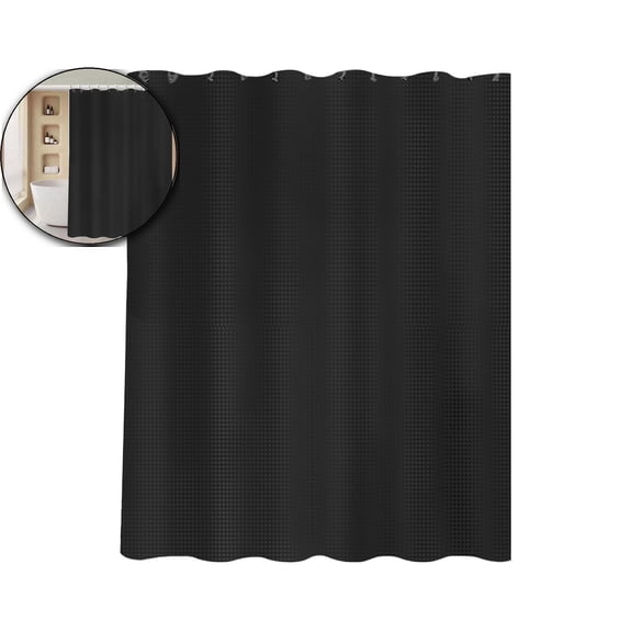 WNFJR Shower Curtain 72x72 Inch, 3D Embossed Textured Waffle Fabric Shower Curtains, Water Repellent, Machine Washable(Black)