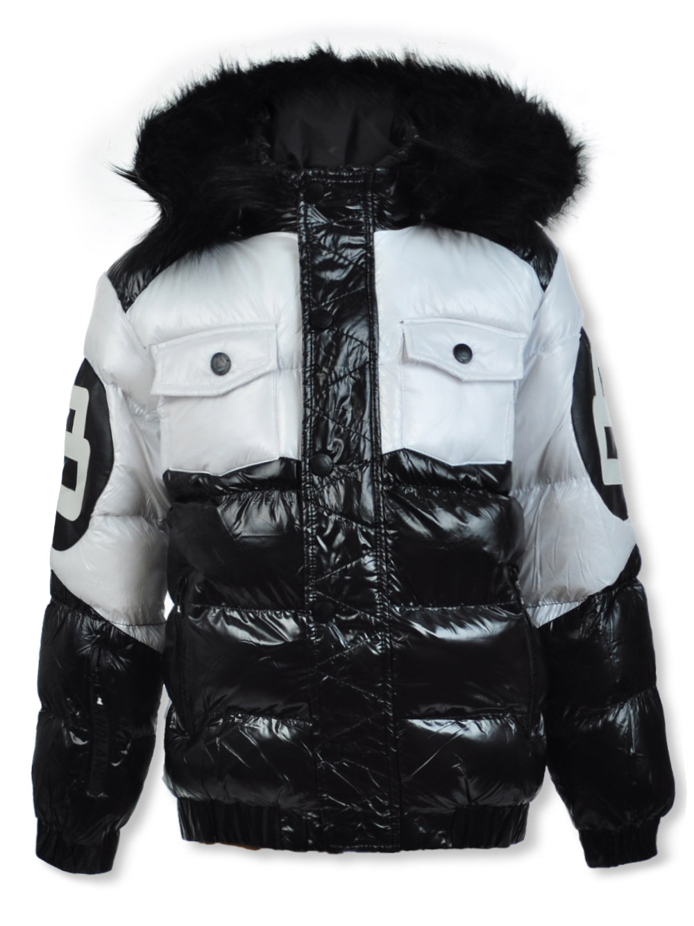 Awaknd Land Boys 8 Ball Faux Fur Jacket black white 18 Big Boys Walmart