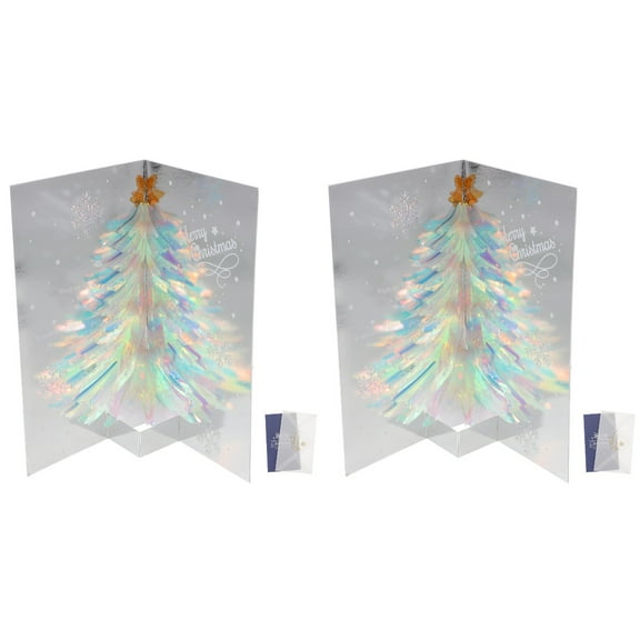 FRCOLOR 2pcs Christmas Tree Pop-up Greeting Card Creative Pop-up Christmas Tree Birthday Card Birthday Blessing Card