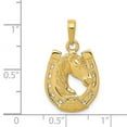 thumbnail image 2 of 14k Yellow Gold Solid Polished Horse Head in Horseshoe Pendant Necklace 26x15mm Pendant for Women, 2 of 2