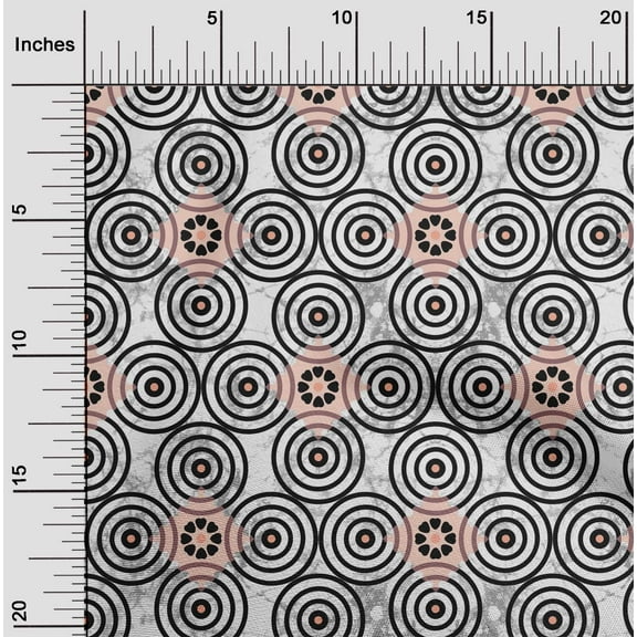 oneOone Cotton Jersey Black Fabric Diamond & Circles Geometric Quilting Supplies Print Sewing Fabric By The Yard 58 Inch Wide