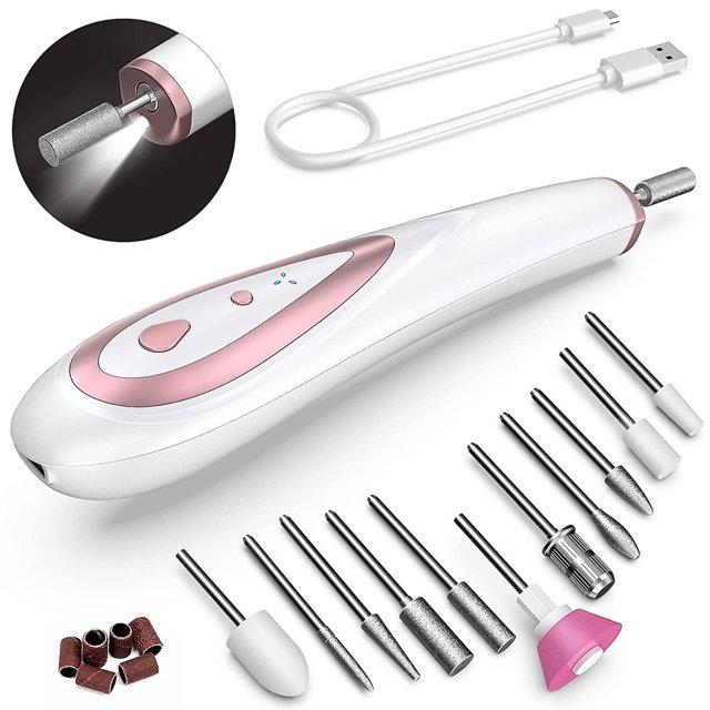 Taladro de uñas inalámbrico, kit de manicura y pedicura profesional, juego de lima de uñas eléctrica, kit de cuidado de uñas portátil recargable con puntas, bandas de lijado para acrílico