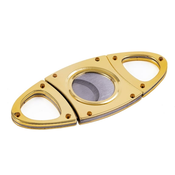 Polished Metal Double Blade Cigar Cutter - 56 Ring Gauge - Gold