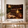 thumbnail image 5 of Leather Books and Oil Lamp in a Warm Study, Nostalgic Vintage for Readers, Library Still Life Art, Graduation Gift, Tapestry Wall Hanging for Reading Nook and Den, 5 of 7