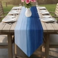 thumbnail image 6 of Table Runners 72 Inches Long, Navy Blue Ombre Cotton Linen Kitchen Dining Coffee Table Runner for Party Home Decor, Modern Abstract Art Ocean Oil Painting Tabletop Dresser Scarves Runner 16x72 Inch, 6 of 9