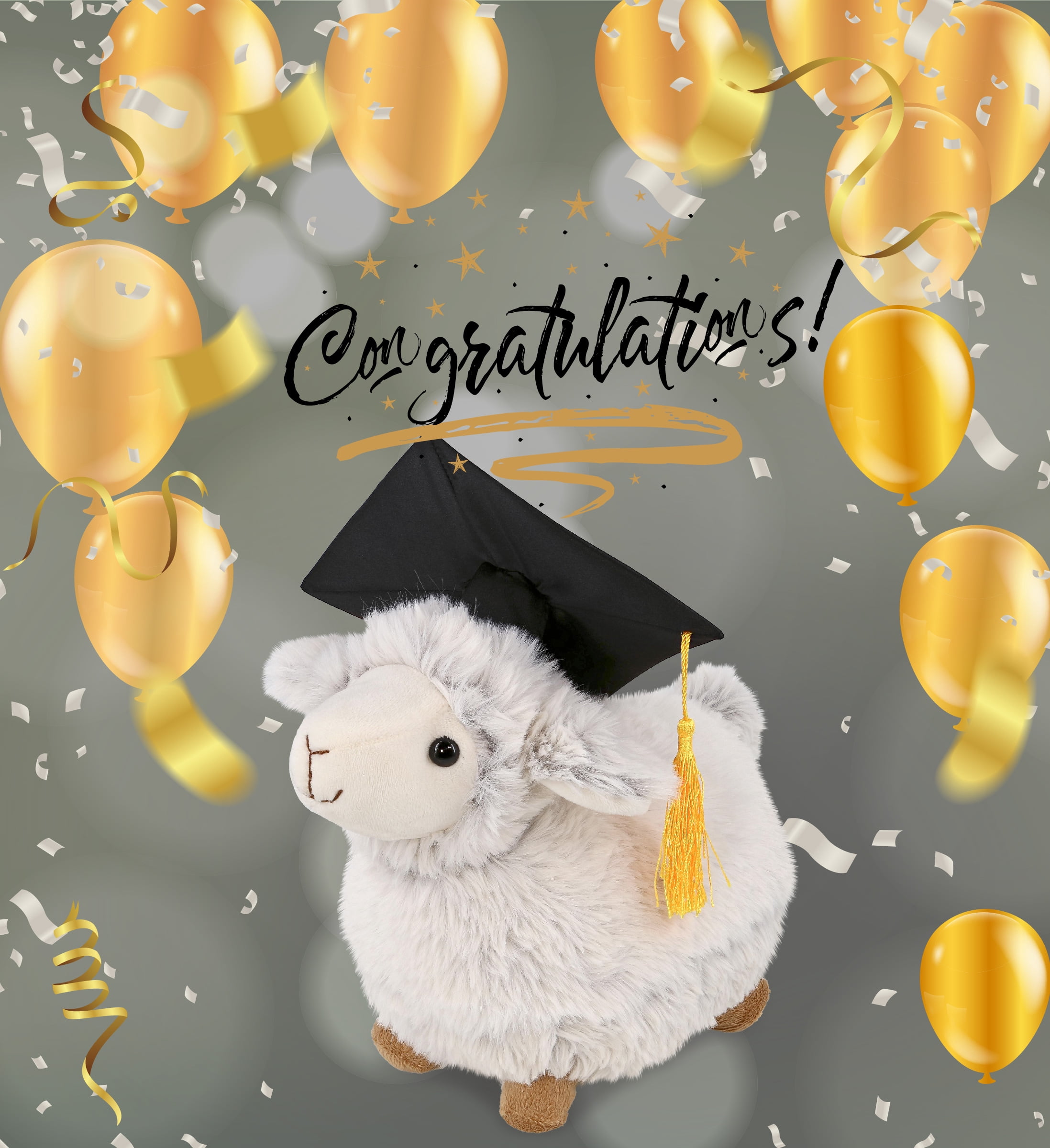 DolliBu Sheep Graduation Plush Toy - Soft Huggable Graduation Stuffed Animal Dress Up with Graduation Cap with Tassel Outfit - Cute Congratulatory Graduation Gift - 11.5 Inches