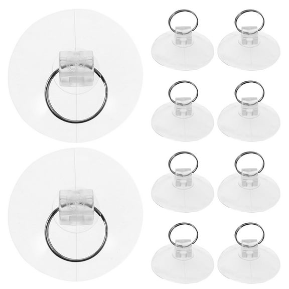 DINHEAROM 10Pcs Heavy-Duty Suction Cup Hooks for Bathroom and Kitchen Clear Plastic
