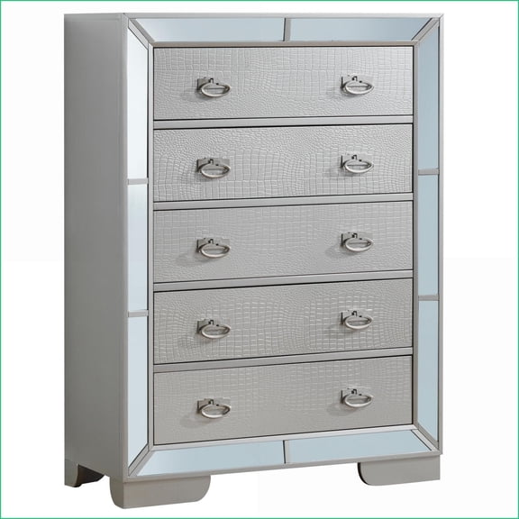 Chests & Wardrobes, Contemporary Storage Chest | 58"H x 32"W x 21"D | Silver Champagne | Particle Board