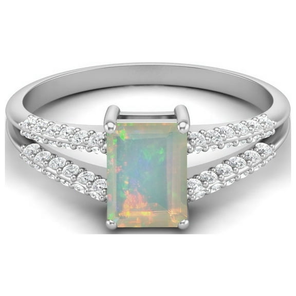 Mooneye 7X5mm Ethiopian Opal 925 Sterling Sterling Silver Solitaire Women Valentines Day Gifts Ring