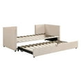 thumbnail image 4 of Bellemave Upholstered Daybed with Pop up Trundle, Wooden Twin Size Sofa Beds with Extendable Trundle Beds, Twin to King Daybed Frame for Bedroom or Living Room （Beige), 4 of 8