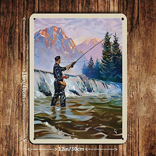Retro Vintage Travel Lake And Lodge Classic Sportsman Fly Fishing Retro  Poster Metal Tin Sign Chic Art Retro Iron Painting Bar People Cave Cafe  Family