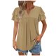 thumbnail image 1 of Camisetas Casuales de Manga Corta de las Mujeres con Cuello en V, Cuello Redondo, Color Sólido Blusa Ligera de Poliéster, 1 of 7