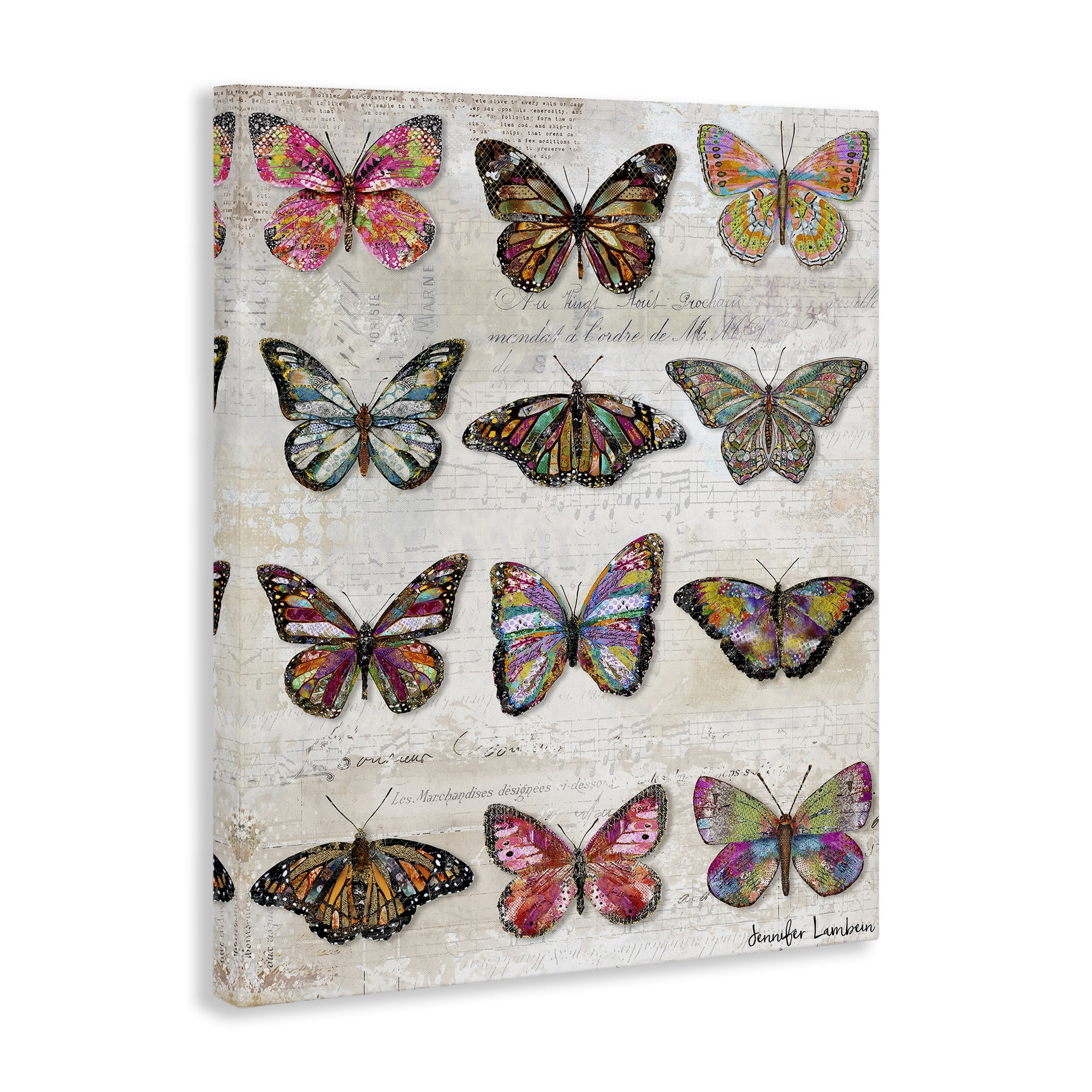 Stupell Industries Butterfly Love Vintage Studies Animals Painting Wrapped Canvas Art Print Wall Art, 16 x 20