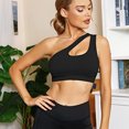 thumbnail image 4 of Ropa interior deportiva de un hombro para mujer, 2 piezas, ropa interior para ejercicio y Yoga, top corto Sexy con soporte medio, 4 of 5