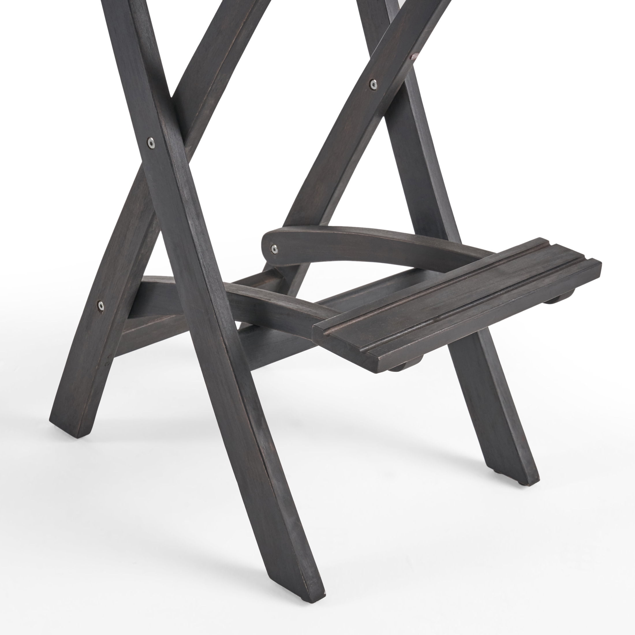 Noble House Polaris Outdoor Folding Acacia Wood Barstool in Dark Gray (Set of 4)