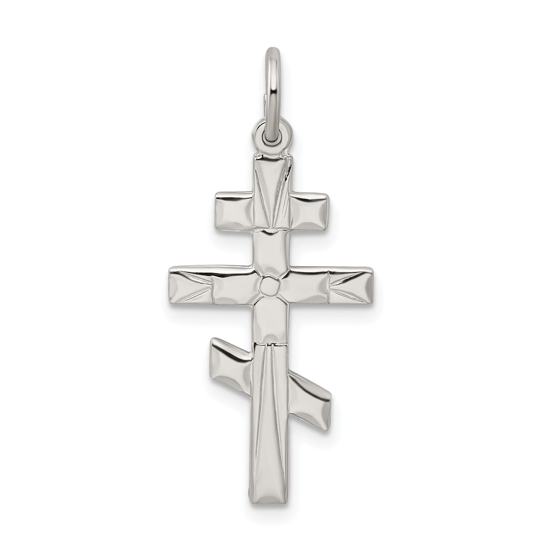 925 Sterling Silver Eastern Orthodox Cross Shaped Pendant 