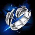 thumbnail image 6 of LYUMO 3Sizes Feather-Shaped Titanium Steel Opening Ring Men’s Fashion Finger Jewelry, Jewelry Ring, Men Fashion Ring, 6 of 7