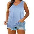 thumbnail image 2 of Uootdi Womens Tank Tops V Neck Loose Fit Sleeveless Solid Color Stretchy Breathable Pullovers Casual Daily Tops Loungewear Style Gift, 2 of 8